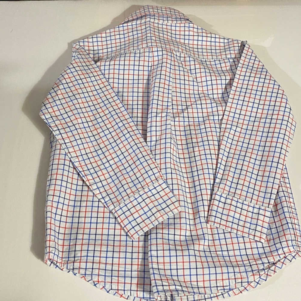 Janie and Jack Shirt, Cotton, Geometric, plaid, Sz 2T, Unisex, long sleeve - Picture 7 of 10